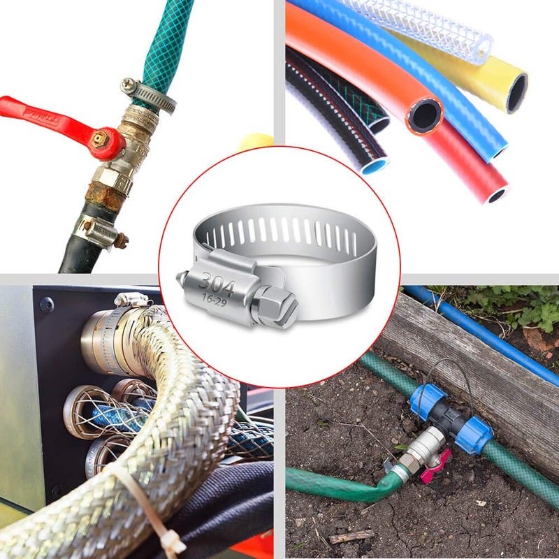 Selizo 40Pcs Hose Clamp Including 7 Sizes Adjustable Pipe Tube Clamps 304 Stainless Steel Hose Clips - Image 4